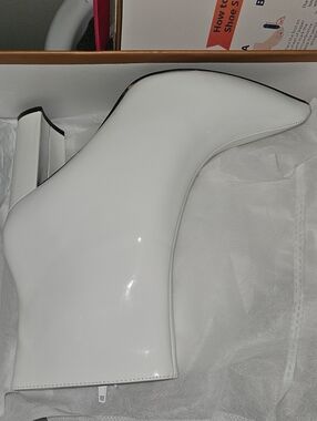 Perphy White Patent Leather High Heel Ankle Boot